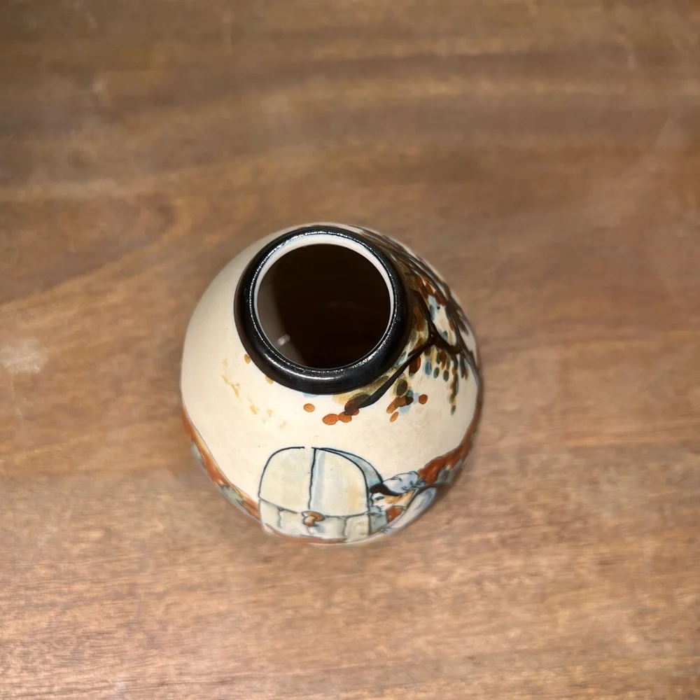 Ciboure stoneware Basque Vase R Berne / Vintage Basque Country decor Signed